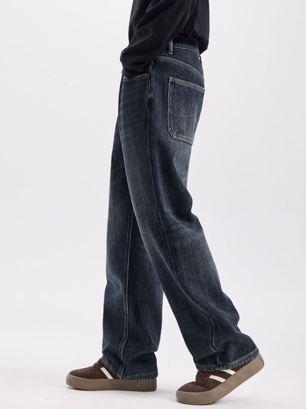 Мужские джинсы прямого кроя утепленые brown fleece jeans  - Изображение 10
