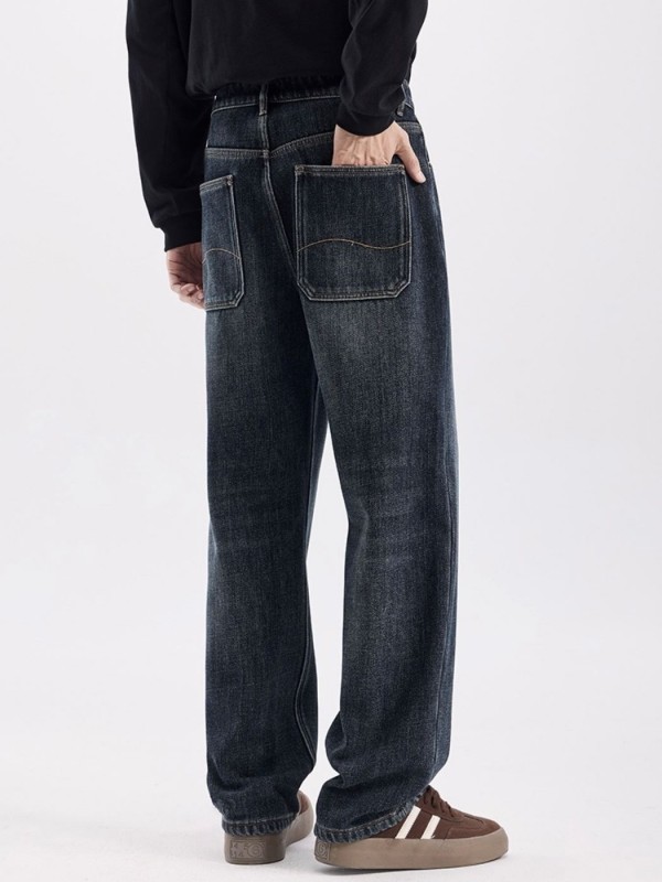 Мужские джинсы прямого кроя утепленые brown fleece jeans  - Изображение 11