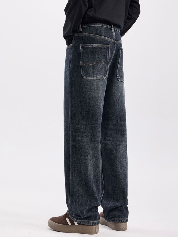 Мужские джинсы прямого кроя утепленые brown fleece jeans  - Изображение 12