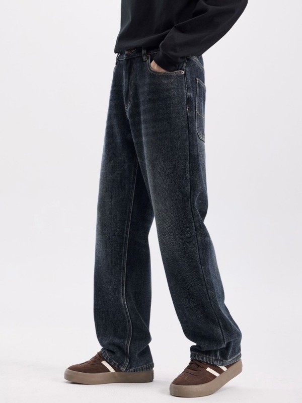 Мужские джинсы прямого кроя утепленые brown fleece jeans  - Изображение 8