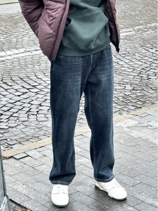 Мужские джинсы прямого кроя утепленые brown fleece jeans  - Изображение 1