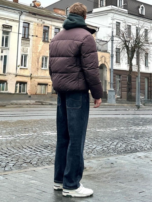Мужские джинсы прямого кроя утепленые brown fleece jeans  - Изображение 5