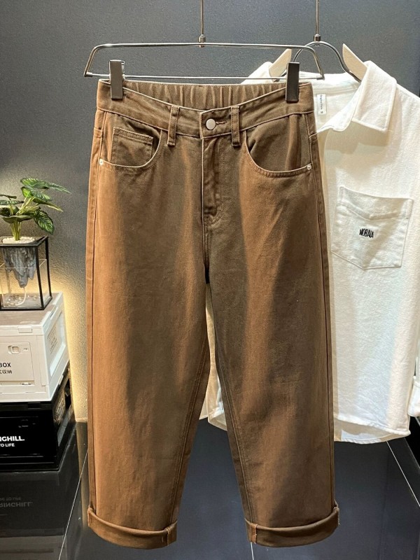 Чоловічі джинси широкого крою в коричневому кольорі cotton jeans