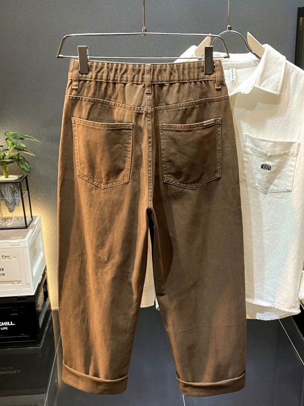 Чоловічі джинси широкого крою в коричневому кольорі cotton jeans  -  Зображення 1