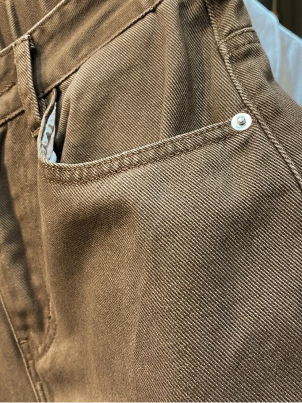 Чоловічі джинси широкого крою в коричневому кольорі cotton jeans  -  Зображення 4