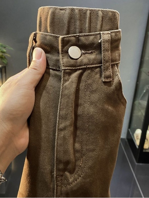 Чоловічі джинси широкого крою в коричневому кольорі cotton jeans  -  Зображення 6