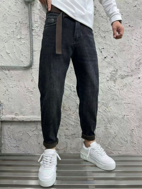 Мужские черные универсальные джинсы с флисовой подкладкой warm denim