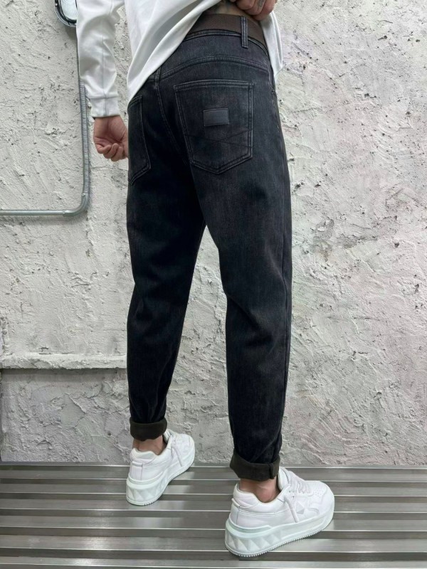 Мужские черные универсальные джинсы с флисовой подкладкой warm denim  - Изображение 1