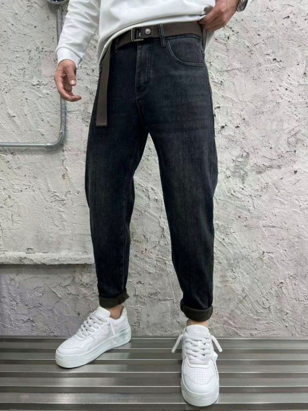 Мужские черные универсальные джинсы с флисовой подкладкой warm denim  - Изображение 2