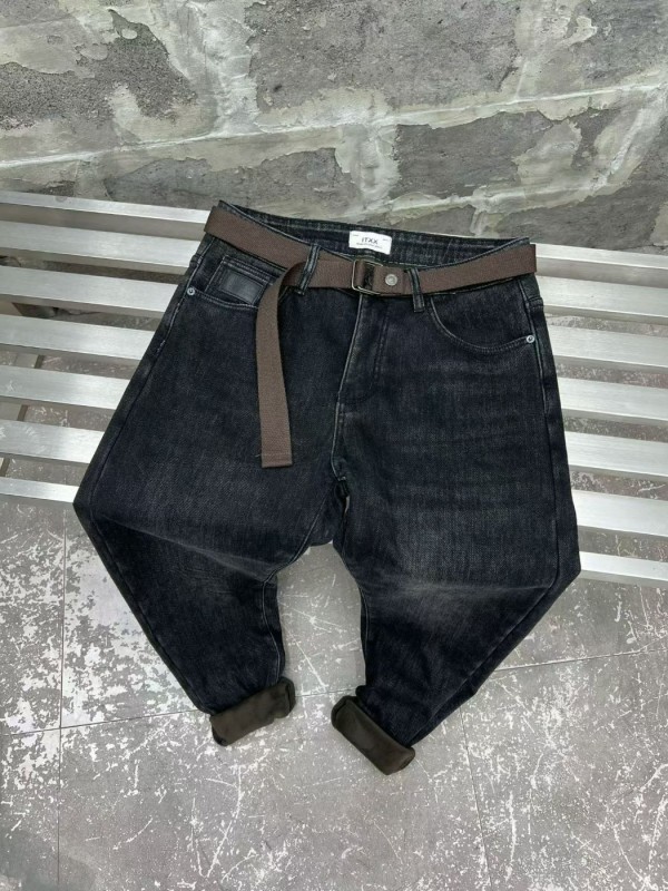 Мужские черные универсальные джинсы с флисовой подкладкой warm denim  - Изображение 3