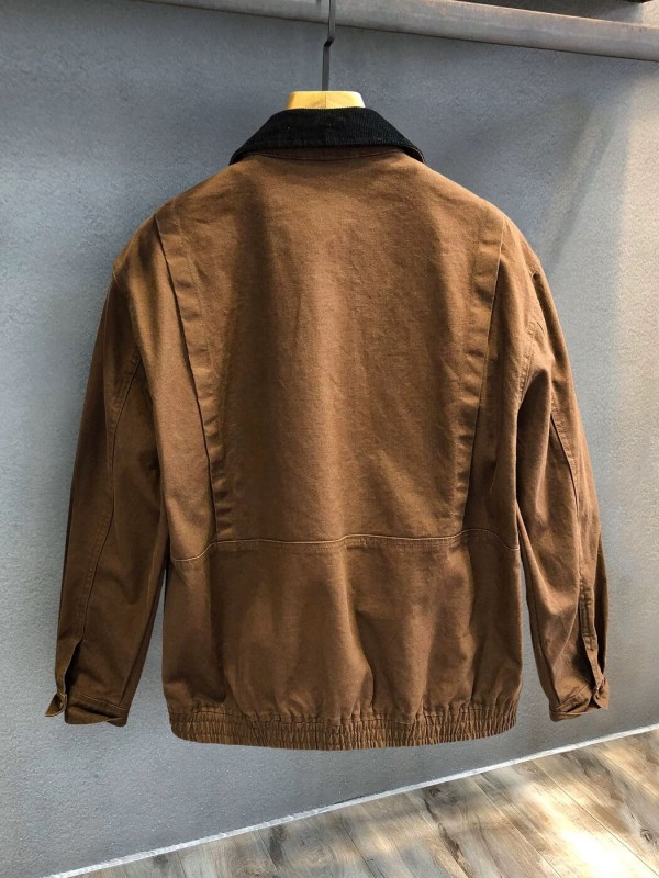 Мужская куртка-бомбер с трендовым вельветовым воротником vintage style  - Изображение 3