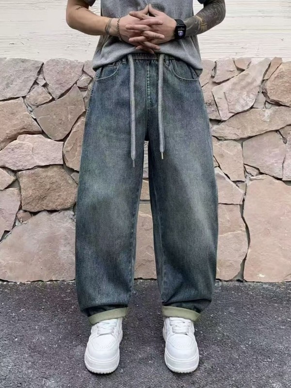Чоловічі джинси з еластичним поясом baggy denim