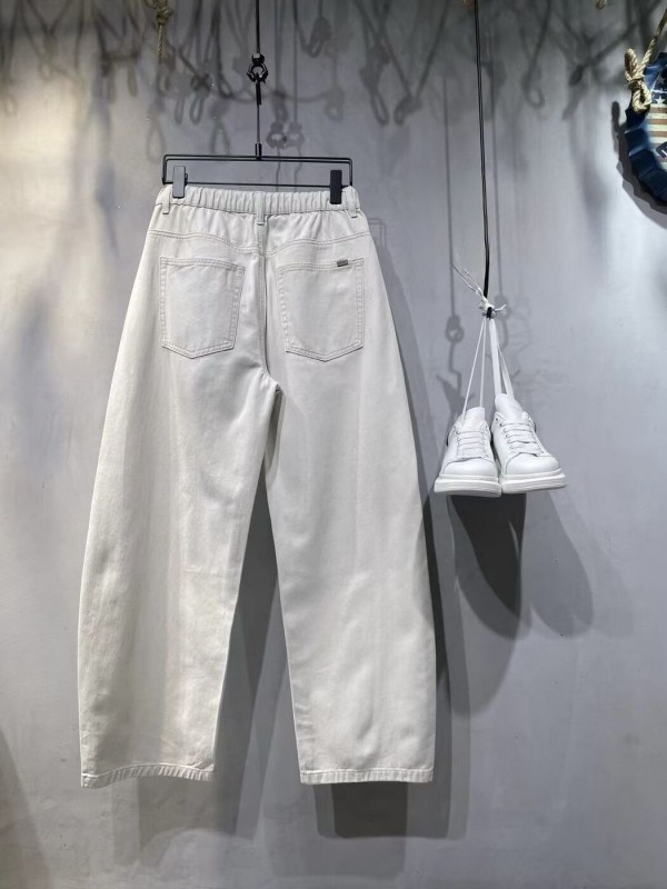 Мужские белые джинсы с шнурком на поясе baggy fit  - Изображение 5