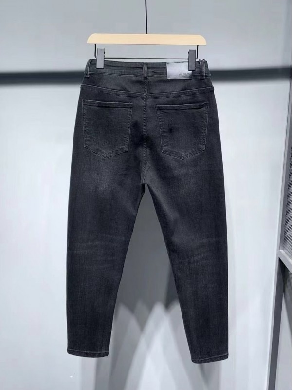 Джинсы slim темно-серые с потёртостями dark gray trendy  - Изображение 1