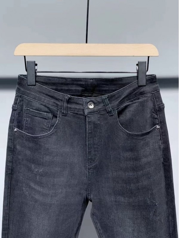 Джинсы slim темно-серые с потёртостями dark gray trendy  - Изображение 2