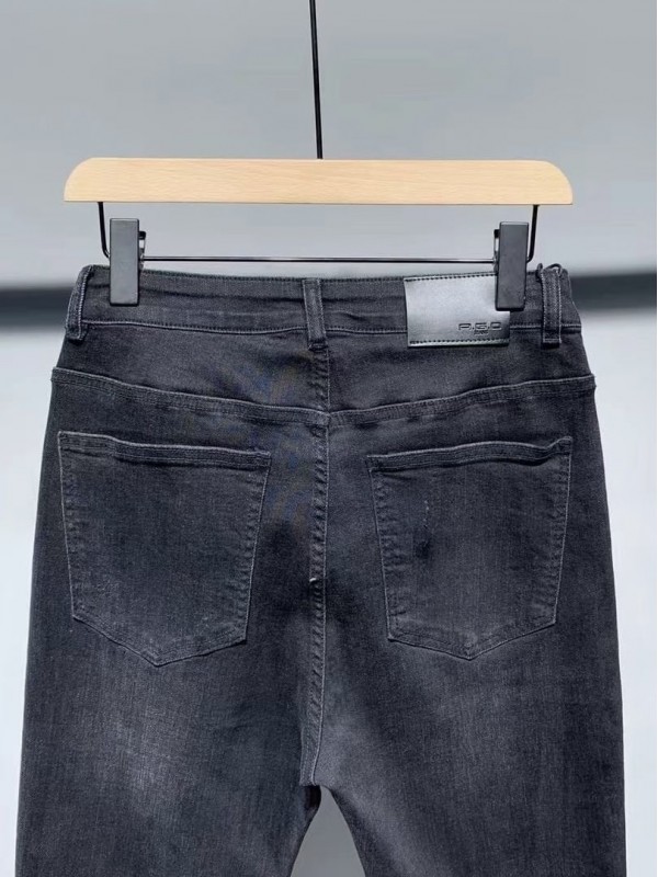 Джинсы slim темно-серые с потёртостями dark gray trendy  - Изображение 3
