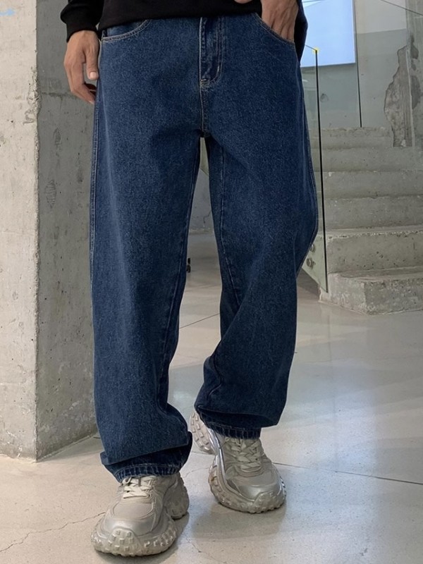 Свободные джинсы прямые и широкие на каждый день baggy-blue  - Изображение 2