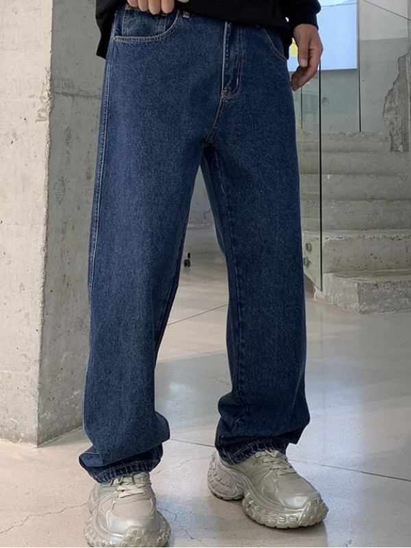 Свободные джинсы прямые и широкие на каждый день baggy-blue  - Изображение 3
