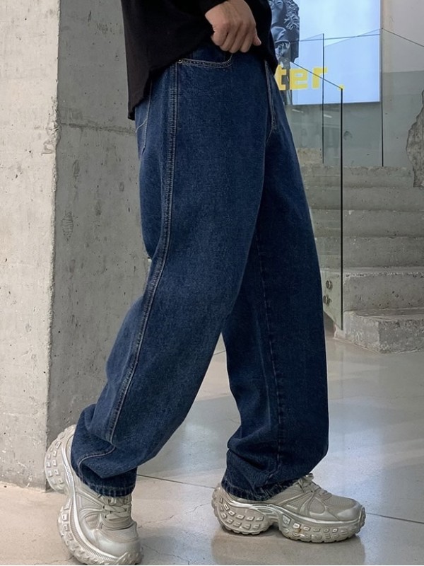 Свободные джинсы прямые и широкие на каждый день baggy-blue  - Изображение 4