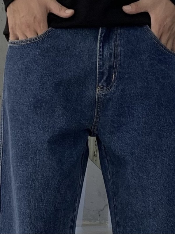 Свободные джинсы прямые и широкие на каждый день baggy-blue  - Изображение 5