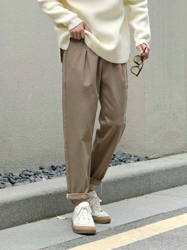 Чоловічі штани вільного крою з защипами comfortable fit  -  Зображення 1