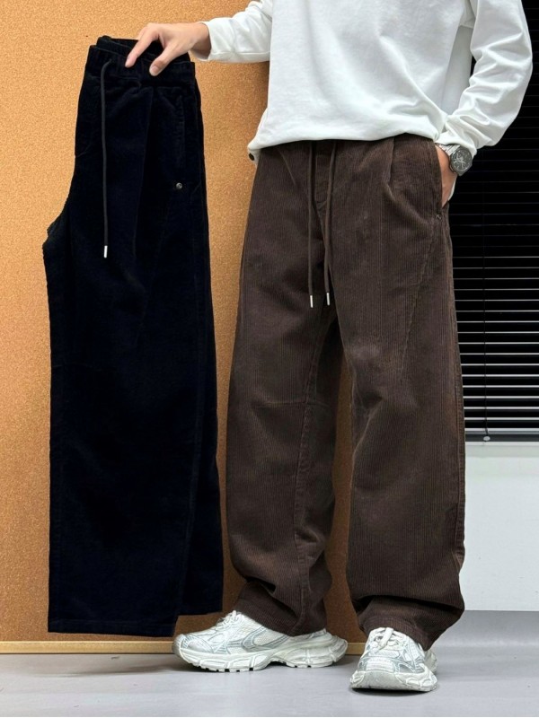 Мужские вельветовые штаны на резинке в свободном крое loose velvet  - Изображение 5