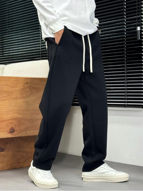 Базовые спортивные штаны прямого силуэта с шнурком straight fit  - Изображение 6