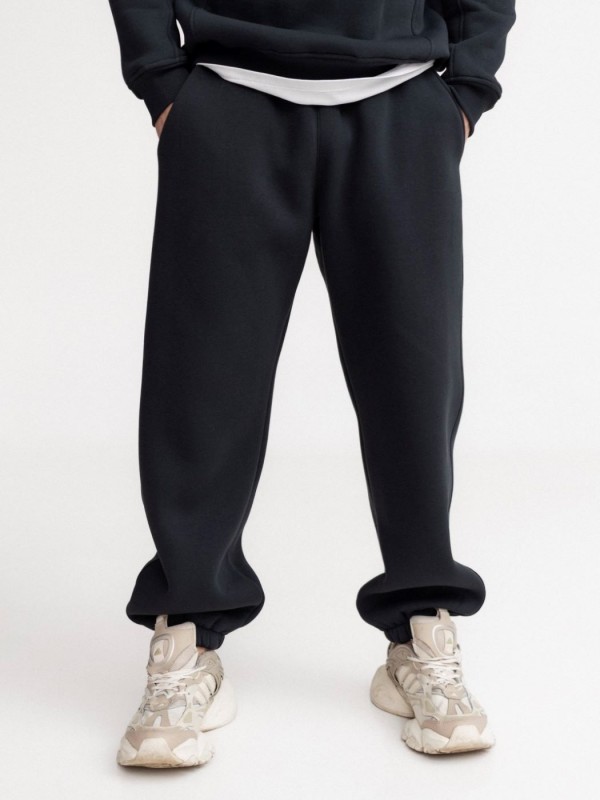 Удобные мужские утепленные штаны-джоггеры с широкой резинкой classic joggers