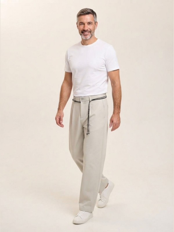 Чоловічі штани вільного крою з декоративним поясом wide leg