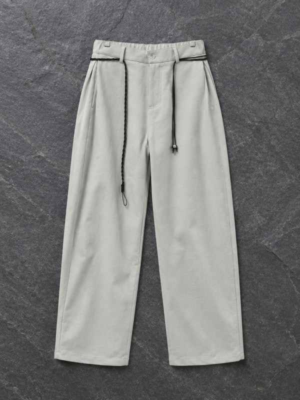 Чоловічі штани вільного крою з декоративним поясом wide leg  -  Зображення 2