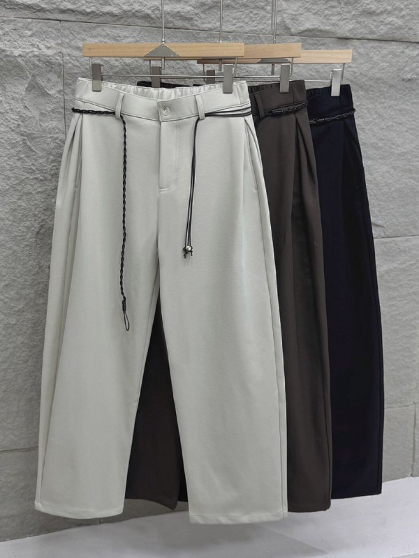 Чоловічі штани вільного крою з декоративним поясом wide leg