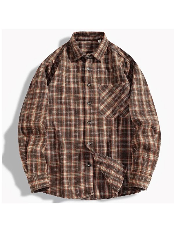 Оверсайз мужская рубашка в клетку из хлопковой ткани casual plaid  - Изображение 9