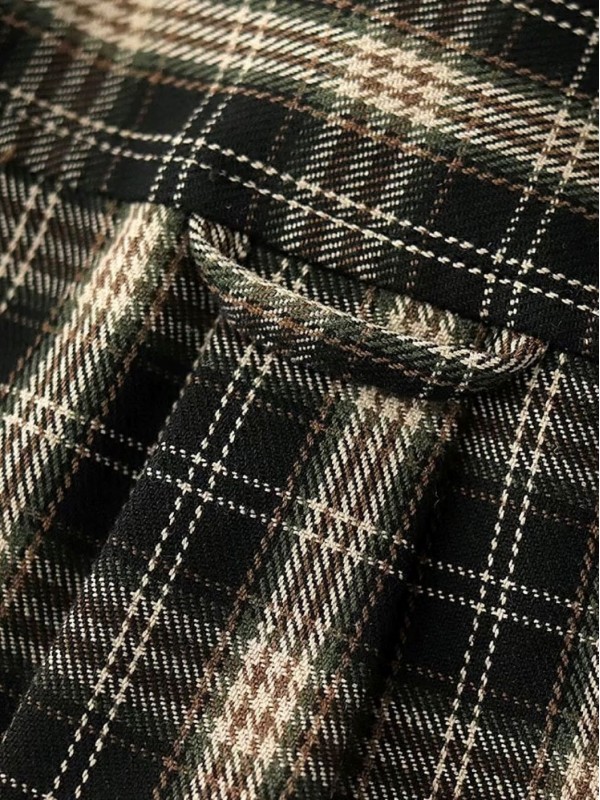 Оверсайз мужская рубашка в клетку из хлопковой ткани casual plaid  - Изображение 6