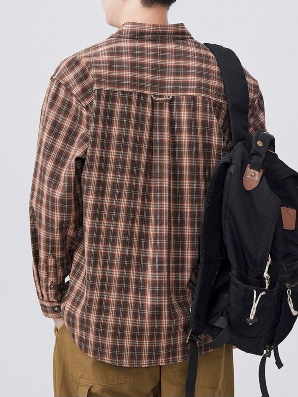 Оверсайз мужская рубашка в клетку из хлопковой ткани casual plaid  - Изображение 8
