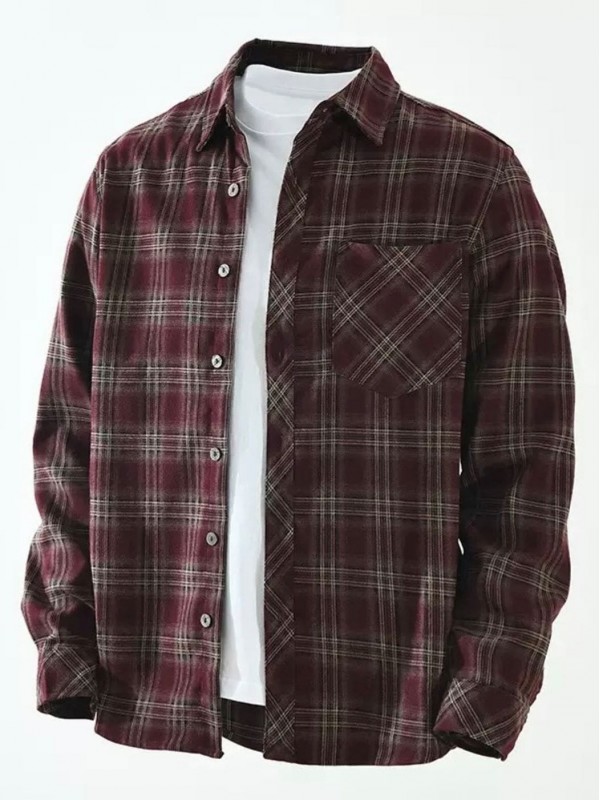 Мужская oversize рубашка в клетку с карманом plaid shirt  - Изображение 10