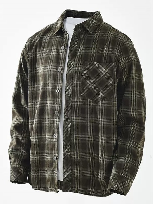 Мужская oversize рубашка в клетку с карманом plaid shirt  - Изображение 11