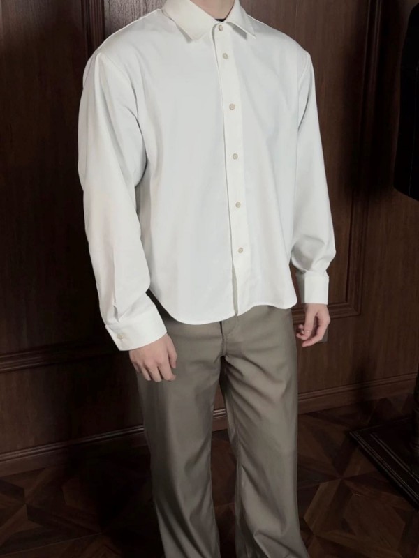 Классическая рубашка свободного кроя с длинным рукавом clasy shirt  - Изображение 1