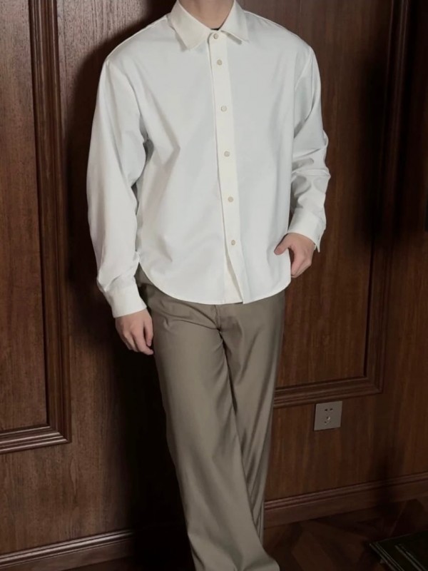 Классическая рубашка свободного кроя с длинным рукавом clasy shirt  - Изображение 4