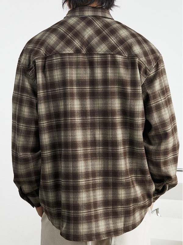 Сорочка з кишенею в клітинку фланель dense-flannel  -  Зображення 3
