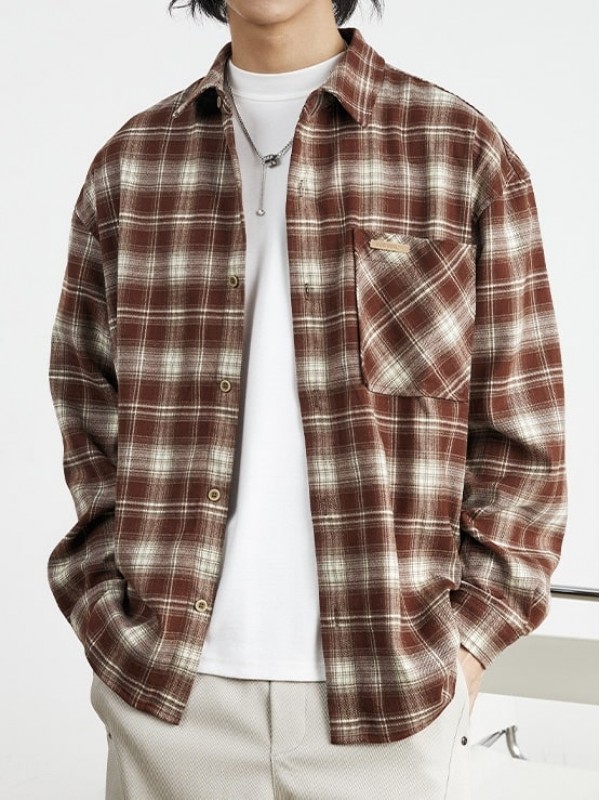 Сорочка з кишенею в клітинку фланель dense-flannel  -  Зображення 6