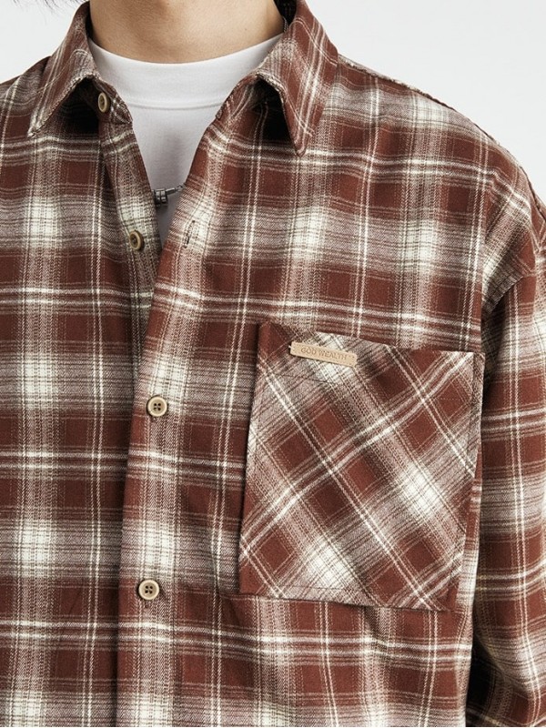 Сорочка з кишенею в клітинку фланель dense-flannel  -  Зображення 7