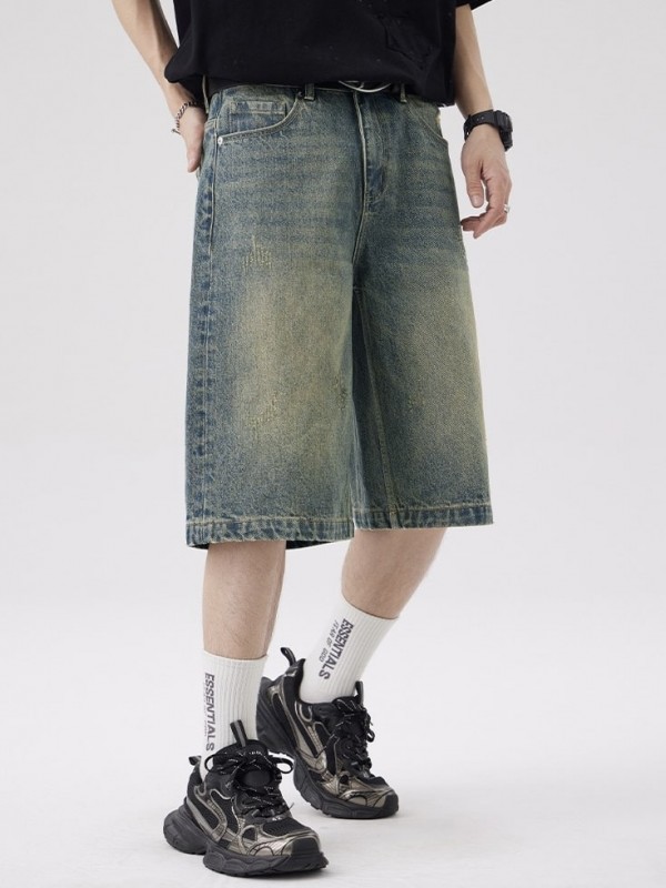 Широкі джинсові шорти бермуди з потертостями baggy ripped bermuda  -  Зображення 1