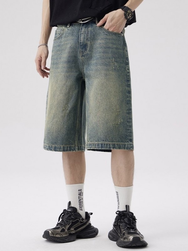 Широкі джинсові шорти бермуди з потертостями baggy ripped bermuda  -  Зображення 3