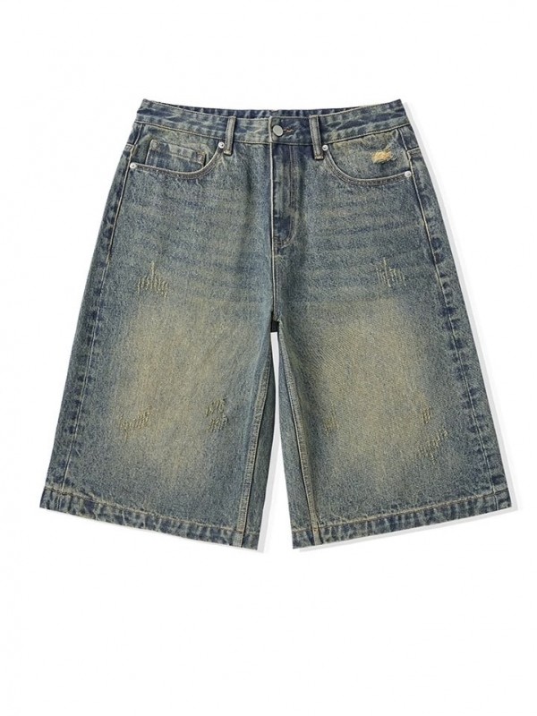 Широкі джинсові шорти бермуди з потертостями baggy ripped bermuda  -  Зображення 6