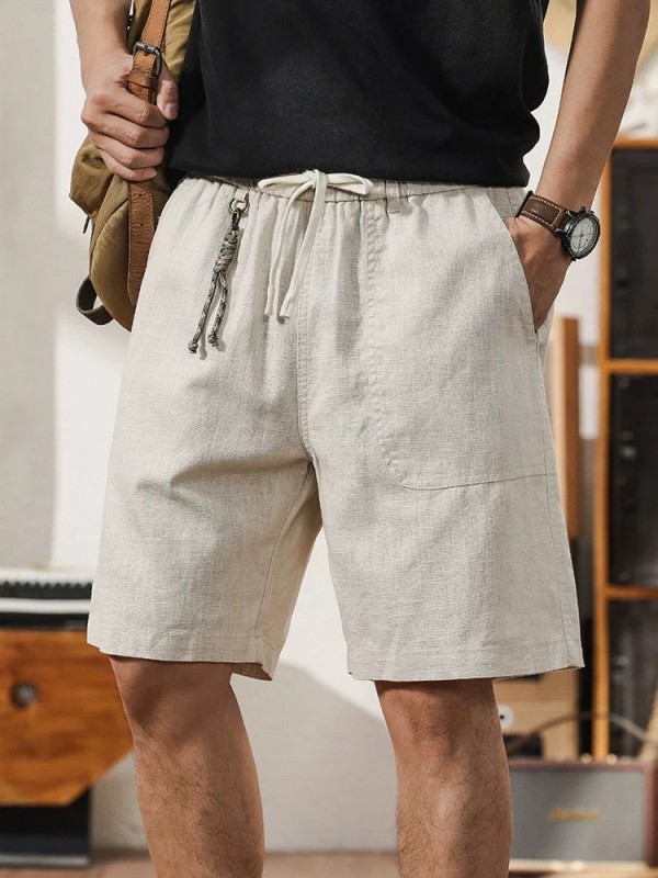 Мужские свободные шорты из легкой натуральной ткани ramie fabric