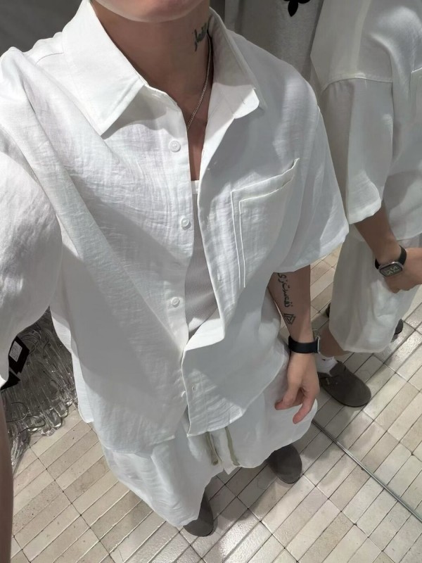 Чоловіча сорочка вільного крою з коротким рукавом casual style  -  Зображення 6