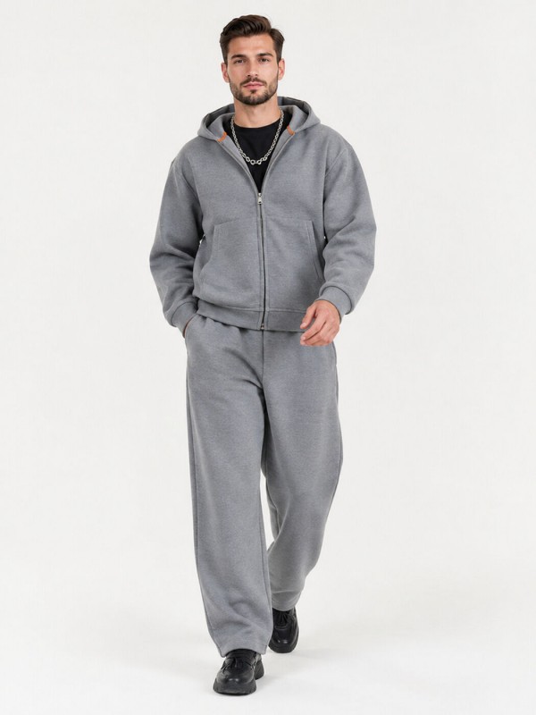 Чоловіче зіп-худі на блискавці з об'ємним капюшоном premium zip hoodie  -  Зображення 1