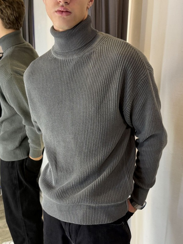 Мужской теплый вязаный оверсайз гольф soft touch knitted