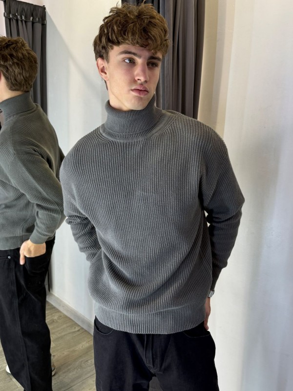 Чоловічий теплий в'язаний оверсайз гольф soft touch knitted  -  Зображення 1