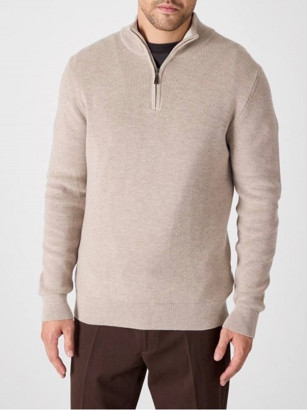 Стильная классическая мужская кофта с воротником-стойкой quarter-zip